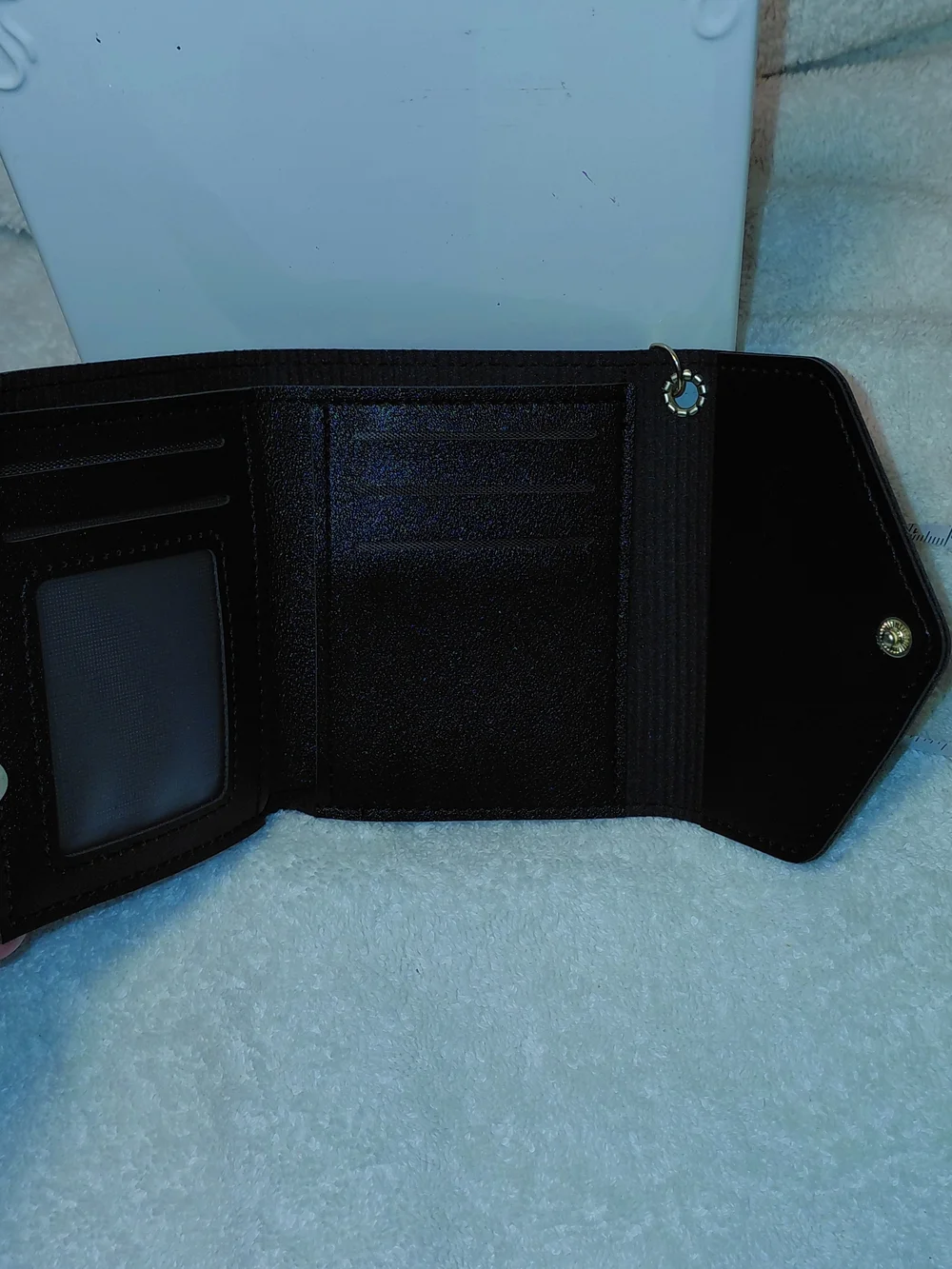 Rhinestone 'D' Accent Black Women's Clutch Wallet